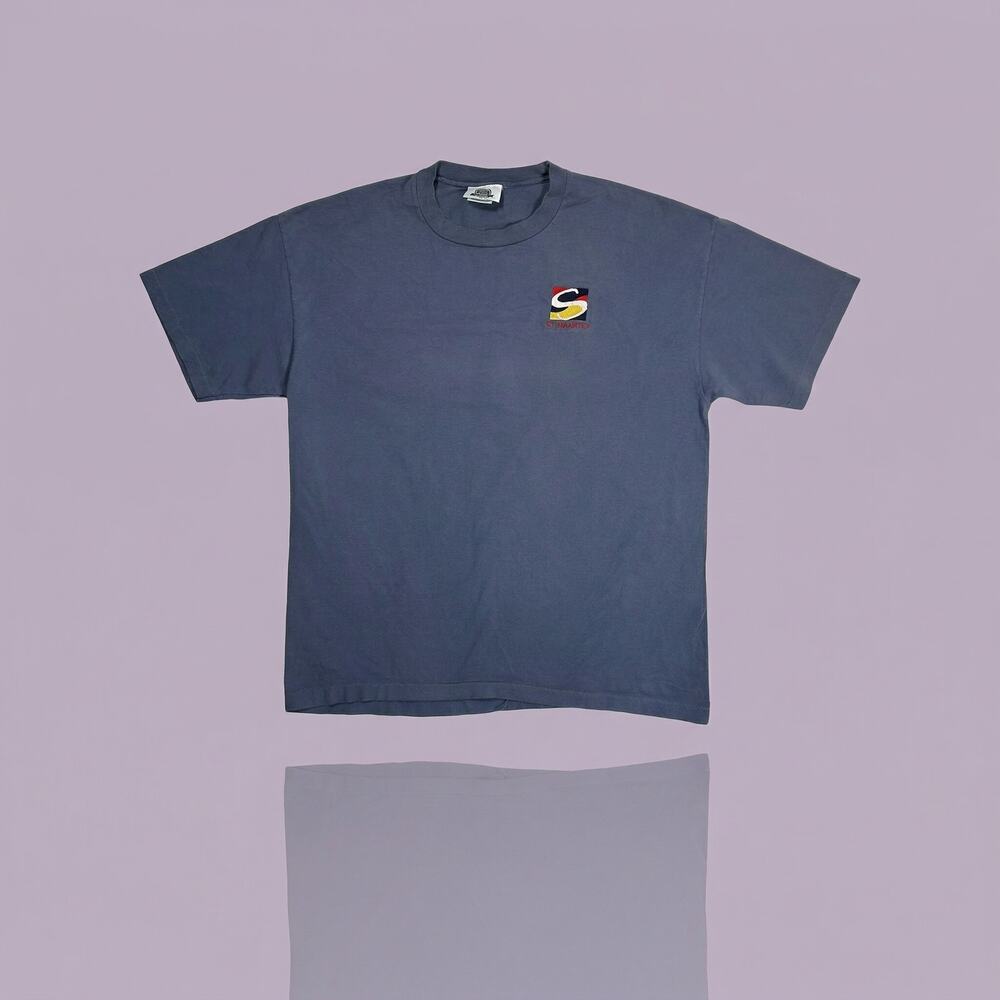 Vintage St. Maarten Embroidered T-Shirt Men's XL Faded Blue Made in USA